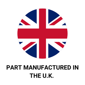 A Union Jack Flag in a circle. Part Manufactured in The UK text along the bottom.