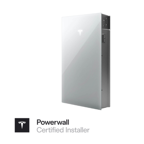 image of a Tesla Powerwall 3 with the Powerwall certified installer logo underneath