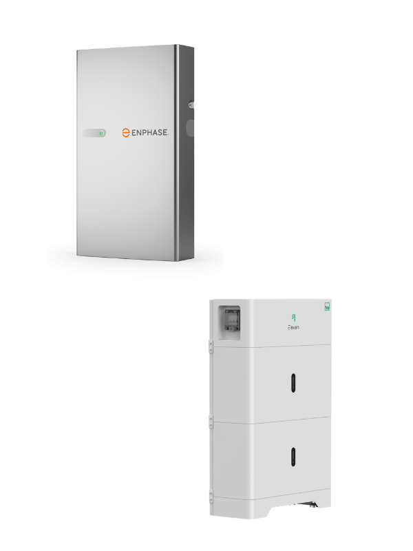 An Image of an Enphase 5P Battery Storage Unit and a Eleven Energy Galvani Sodium Battery Storage Unit.