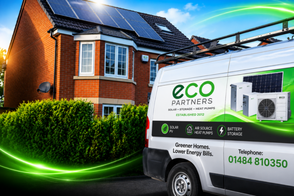 Eco Partners renewable energy installation van outside a Yorkshire home