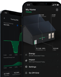 an image of 2 mobile phone screens each displaying the Tesla app